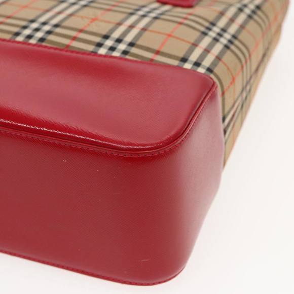 BURBERRY Nova Check Tote Bag Canvas Beige Red Auth 82269 - Picture 16 of 16